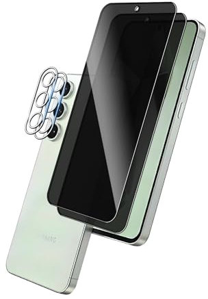 Bihizei Privacy Sichtschutz für Samsung Galaxy S24 FE für Panzerglas, 2 Stück Sichtschutzfolie und 2 Stück Kameraschutz, 9H Härte, Anti-Spy Schutzglas, Anti-Spion, Anti-Kratzen Displayschutzfolie
