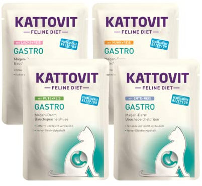 Kattovit Feline Diet Gastro Bundle 20x 85g | bestehend aus 4 Sorten | Spezielles Nassfutter für Katzen mit Gastro-intestinalen Problemen (Magen-Darm/Bauchspeicheldrüse)