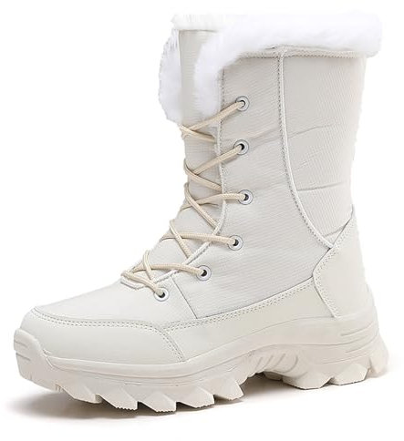 Fulidngzg Stivaletti Da Neve Donna Antiscivolo Pelliccia Trekking Snow Boots Casual Impermeabili Scarpe Con Piattaforma Imbottitura Stivali Alla Caviglia Stivale