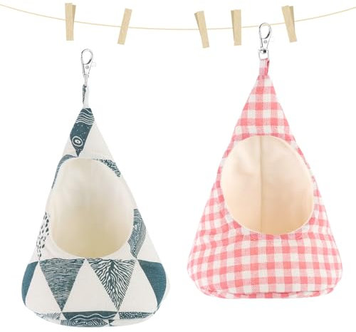 DBTW Winter Warm Hanging Birds Nests - 2 Pieces Plush Hanging Birds Nest, Conical Peg Bag for Storage, Hang Bird Nest, Washable Conical Peg Holder for Hamster Parrot Macaw Budgies Cockatiels