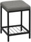 eSituro Sitzhocker Schminkhocker, Badhocker Badezimmerhocker mit Ablage, Polsterhocker mit Ablage, rechteckiger Hocker Schminktisch Couch Sofa, aus Leinen Metall, Dunkelgrau+Schwarz