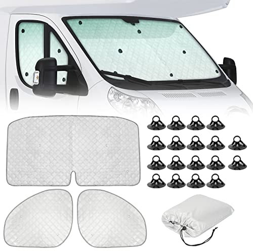 SUPAREE Parasol Interior Ducato Parasoles Termicos para Furgonetas Parasol Furgoneta Camper Protector UV para Autocaravana F-iat Ducato Boxer Jumper 3 Piezas