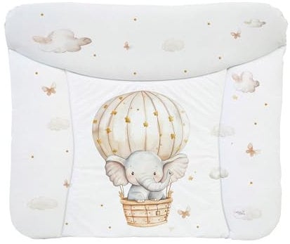 Ceba Baby® weiche Wickelauflage 75x72 cm - Baby Wickelunterlage - Wickeltischauflage für Junge und Mädchen - Wasserdicht, abwaschbar - OEKO-TEX® Standard 100 - Made in EU - Elefant im Ballon