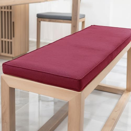 YFHT Bankauflage 120x50x5cm waschbares Bankkissen aus Leinen mit Rutschfester Unterseite und Paspel, Sitzkissen für Gartenbank, Terrasse, Innen Fensterbank, Flurbank, Rattanstühle usw