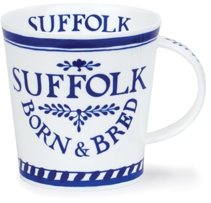 Dunoon Caingorm Born and Bred in Suffolk Blue and White Fine Bone China Mug