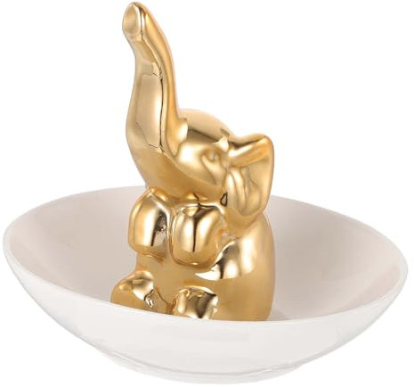 FOMIYES Plateau à Bijoux En Céramique Doré Petit Format Organisateur De Bijoux Pour Bureau Et Maison Rangement Bagues Boucles D'oreilles 10,5 x 10,5 Cm