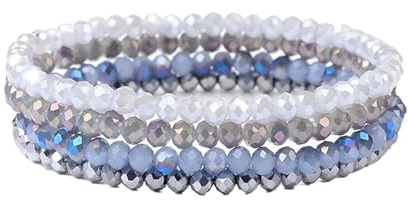 LOCCY Damen Kristall Perlen Armband Boho Modeschmuck | 4mm Mehrschichtiges Steine Armband Beste Freundin Geschenke