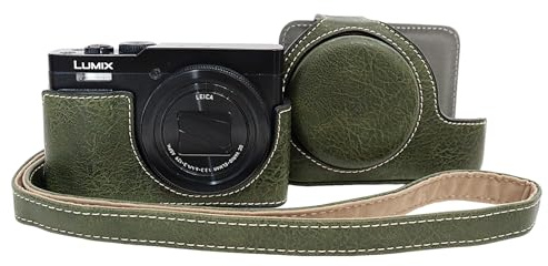 VOVMOEYA Camera Case for Panasonic Lumix DC-TZ99 with Adjustable Shoulder Strap, PU Leather Case for Lumix TZ99, Removable Cover, Stylish Protective Lightweight
