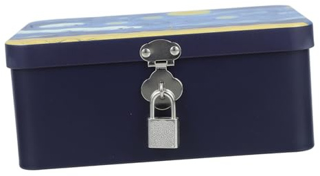 SHINEOFI Vintage Metal Cookie Tin with Lock Airtight Biscuit Jar for Kitchen Counter Portable Candy Container Secure Storage Box for Snacks and Sweets