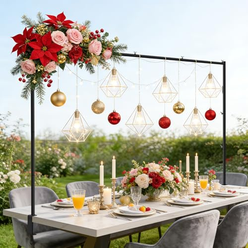 Mittimiya Verstellbarer 73-280cm Länge Tischstange Dekostange, Metall Tischbogen mit Klemmen, Tisch Deko Stange für Hochzeit, Geburtstag, JubiläUm, valentines day, Party-Dekoration Feiern(Schwarz)
