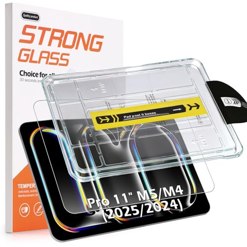 Hianjoo Pellicola Protettiva Compatibile per iPad Pro 11 M5/M4 (2025/2024), Vetro Temperato con Vassoio di Installazione [HD Clarity] [9 durezza] [Antigraffio] [Installazione facile]