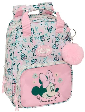 Minnie Mouse MINTY Kinderrucksack, anpassbar mit Griffen, recycelbarer Stoff, ideal für Kinder verschiedener Altersgruppen, bequem und vielseitig, Qualität und Widerstandsfähigkeit, 20 x 8 x 28 cm