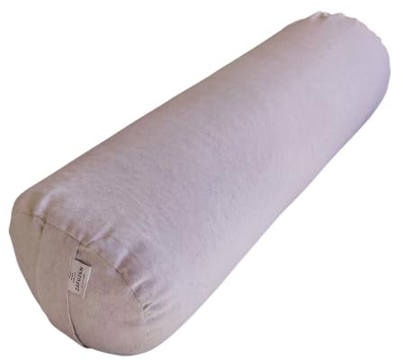 ZAFUZEN Yoga Bolster zylindrisch, Bezug waschbar 60 × 20 cm – Sand | Zylindrisches Yoga Bolster aus Baumwolle, gefüllt mit Dinkelspelz und Lavendel. Waschbarer Bezug. In Spanien gefertigt.