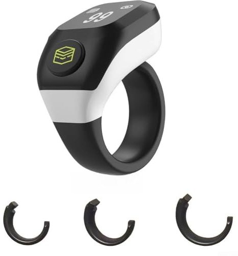 Smart For Zikr Ring mit digitalem Zähler für die tägliche Anbetung, 0,42-Zoll-Bildschirm, 40-mAh-Akku, BT5.4-Kompatibilität, Ein-Knopf-Design (Weiß)