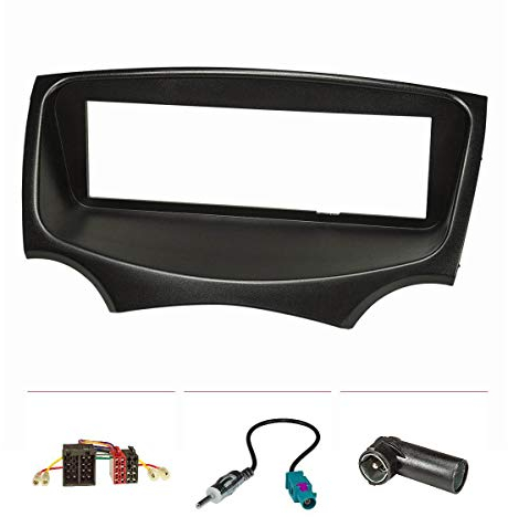 tomzz Audio 2415-051 Radioblende Set kompatibel mit Ford KA RU8 Bj.2009-2017 schwarz mit Radioadapter ISO Fakra Antennenadapter DIN ISO