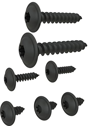 Blechschrauben Flachkopf mit Scheibe TORX schwarz verzinkt DIN 7049 Auswahl: 4,8 x 19 mm, 10 Stück