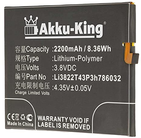 Akku-King Akku kompatibel mit ZTE Li3822T43P3h786032 - Li-Polymer 2200mAh - für Blade V6, X7