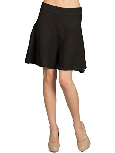 Caspar RO013 Damen Sommer Leinenrock, Farbe:schwarz, Größe:L - DE40 UK12 IT44 ES42 US10