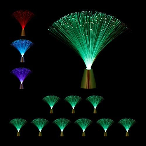 10 x Glasfaserlampe, fließender Farbwechsel, LED Retrolampe, Stimmungslicht, Effektleuchte Fiberglas, 33 cm, bunt