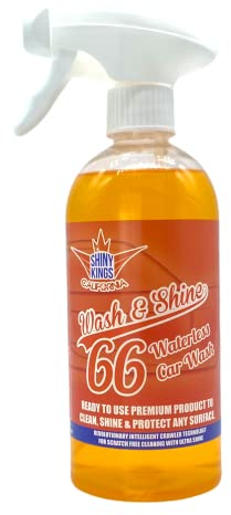 Shinykings Wash&Shine 66 WASSERLOSER Auto Reiniger | Kratzfreie Pflege & Glanz-Effekt für Lack, Chrom-, Alufelgen, Leder & Kunststoff | 0,5 L Auto-Shampoo umweltfreundich & biologisch abbaubar