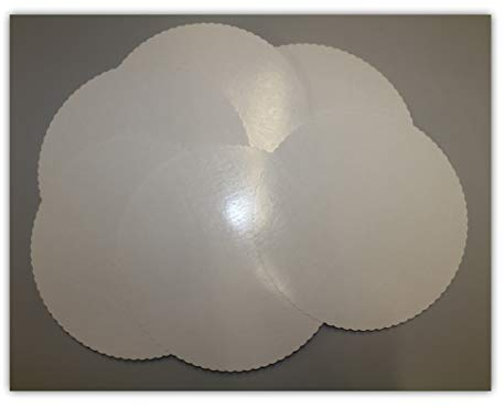 LYSCO 5 Stück Tortenuntersetzer, Pappe rund Ø 28cm weiß mit zackigem Rand Tortenplatten mit Folie beschichtet, verhindert Durchnässen
