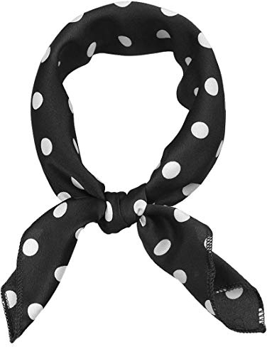 sourcing map 50cm 1950er Vintage Retro Polka Dots Quadratischer Schal Kopftuch Halstuch Gr. 85, Schwarz