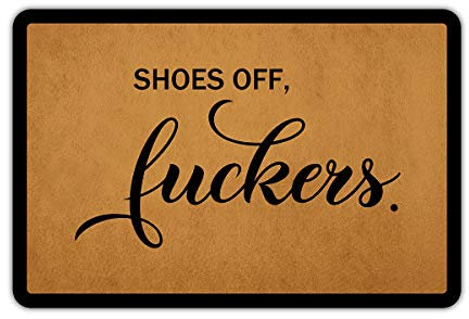 Front Door Mat Entrance Floor Mat Shoes Off ers Funny Doormat Decorative Indoor Outdoor Doormat, 23.6 x 15.7