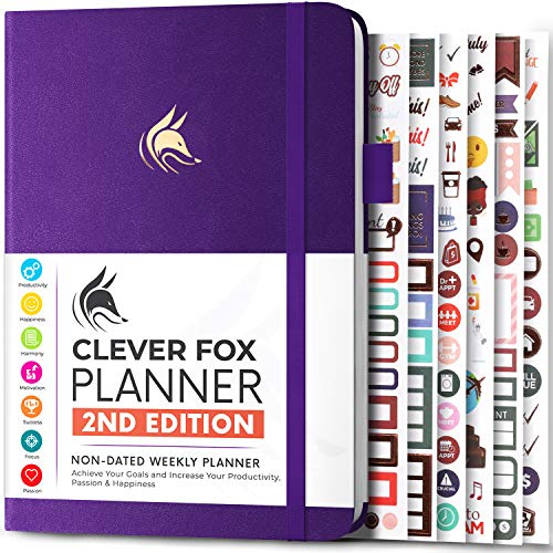 Clever Fox Planner 2nd Edition – Colorful Weekly & Monthly Goal Planner, Time Management & Productivity Organizer, Undated, A5 (Purple)