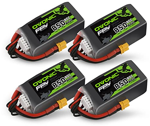 OVONIC 4S Lipo RC Akku 80C 850mAh mit XT30 für RC Flugzeug Quadcopter Hubschrauber FPV Racing Drone(4pcs )