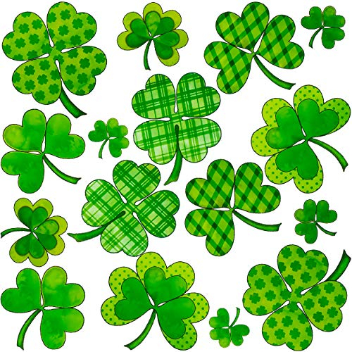 Wandsticker + Fensterbilder Motive frei wählbar Kinder & Erwachsene - 16 tlg - Kleeblätter - Glücksklee - selbstklebend + wiederverwendbar - Wandtattoo - ..