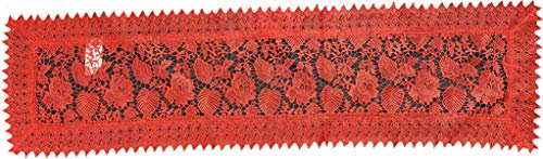 EUROSTYLE Tischläufer-Set, Tischläufer, geschnitzt, aus Spitze, Makramee, Art. Alfe aus Polyester (Streifen, Rot)