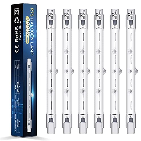 BROTOU 6 Pack 300W 2800K Warm White Eco Halogen R7S Halogen Bulbs, 4480LM, 1500Hrs, Dimmable, 360° Beam Angle, CE & ROHS Approved