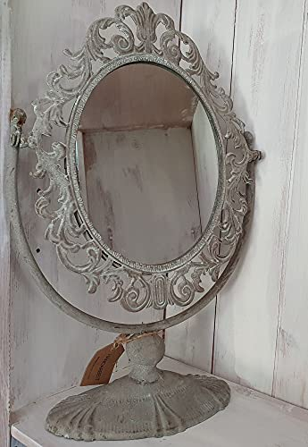 Arinosa Standspiegel Vintage Antik Metall Shabby Chic 30 x 12,5 x 42 cm