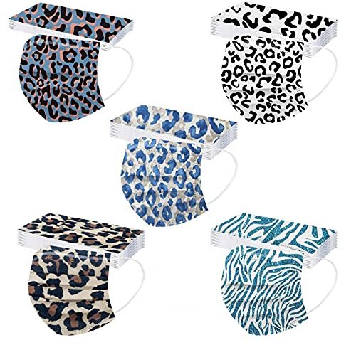 IBAOBAO 50 Stück Mundschutz Erwachsene Einweg 3D Druck Mund und Nasenschutz Blumen Motiv 3-lagig Einmal MNS Maske Halstuch Staubdicht Atmungsaktiv Multifunktionstuch Schals Tücher
