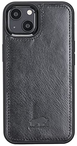 Solo Pelle Lederhülle für das iPhone 13 in 6.1 Zoll Stanford Case Leder Hülle Ledertasche Backcover aus echtem Leder (Schwarz)