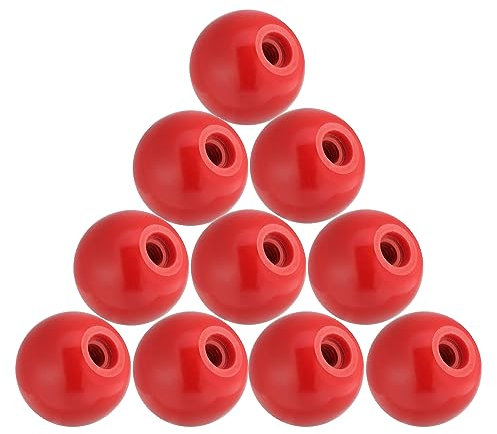 Fyearfly 10Pcs Boutons de Bille de Joystick, Poignée de Bouton de Tête de Joystick Ronde Universelle en Plastique Noir/Rouge Avec Fil M8 / M6, pour Machine de Jeu, Tours Et Tracteurs (AM8*25,Rouge)