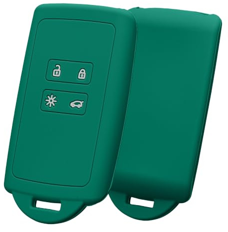 kwmobile Schlüsselhülle für Renault 4-Tasten Smartkey Autoschlüssel (nur Keyless Go) Hülle - Autoschlüssel Schlüssel Hülle aus Silikon - Schlüsselschutz Gehäuse in Dunkelgrün