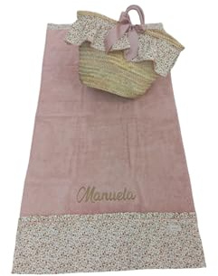 Nenel Rattan Badetasche Strandtücher Personifizierte für Kinder - Blumen Liberty (Gepuderte Rosa 2 Stück)