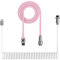 Cables Custom Coiled Aviator USB-C Keyboard Cable, Double-Sleeved Mechanical Keyboard Cable with Detachable Metal Aviator, USB-C to USB-A, for Mechanical Gaming Keyboard Phone Laptop(White/Pink)