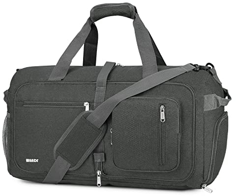 WANDF Reisetasche 40L mit Schuhfach Faltbare Weekender-Reisetasche Handgepäck für Männer Frauen (Grau)