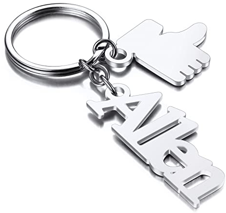 INBLUE Personalisierter Schlüsselanhänger mit Namen, Edelstahl Schlüsselanhänger Auto mit Symbol-Accessoire, mit Initiale/Name, süßer Schlüsselanhänger für Damen Geschenk Geben