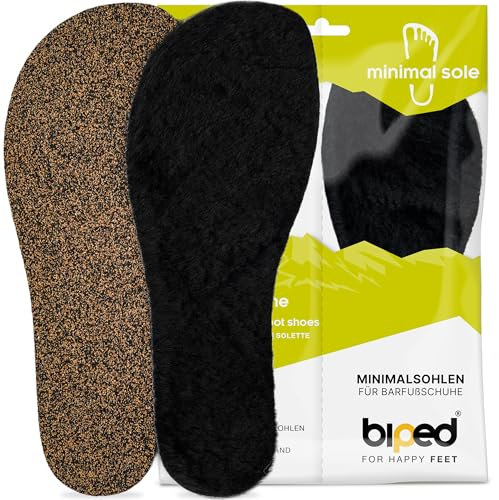 biped minimal sole FISTERRA - Semelles d'hiver pour chaussures pieds nus - Semelles chauffantes en peau d'agneau - S'adaptent aux chaussures minimalistes pour adultes et enfants(43)