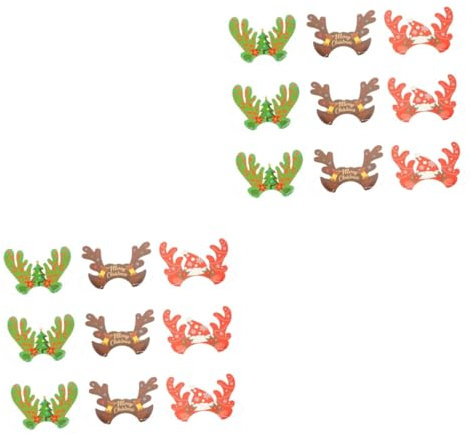 Toyvian 18 Stk Weihnachtsmütze Aus Papier Weihnachtsbasteleien Für Kinder Geweih Haarreifen Rentier Haarreifen Rollenspielhüte Weihnachts-stirnband Aus Papier Modellieren Kleidung