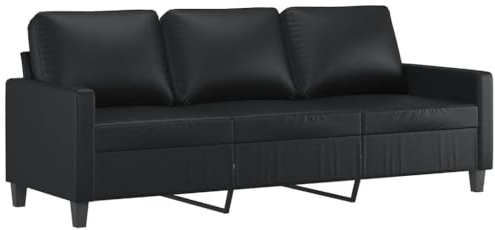 vidaXL Divano a 3 Posti Nero 180 cm in Similpelle