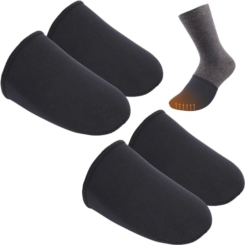 Calentadores de Dedos 2 Pares Calentadores de Pies, 3 mm de Espesor Calentadores Dedos, Unisex Calentadores Pies, Negro Calienta Pies para Esquiar, Escalar, Andar en Bicicleta, Hacer Senderismo (XL)