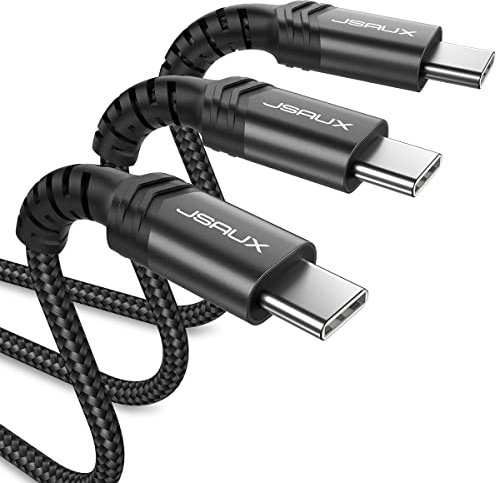 JSAUX 3-Pack USB C to USB C Cable 100W [1/2/3 m] Compatible with iPhone 17 Air 16e 16 15 Pro Max Plus, Samsung Galaxy S25 S24 S23 S22 S21, USBC Type C to C Charger Lead Fast Charge Charging (Black)