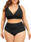 Century Star Bikini Damen Bauchweg Große Brüste Badeanzug V Ausschnitt Bademode Bauchkontrolle Bikini Sets High Waist Schwarze 2XL