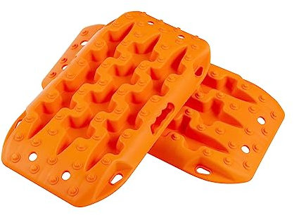 GOPLUS Tablas de Recuperación Todoterreno, Juego de 2 Alfombrillas de Tracción, Extracción de Vehículos de Arena, Barro, Nieve, Carga 10T (Naranja, 58 x 31 x 6 cm)