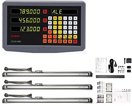 Mill Dro 3-Achsen-Digitalanzeige-Set DRO SDS3MS 3 STÜCKE Glas-Lineal-Lineal-Encoder-Sensor 5 μm KA300 70~1020 mm Drehbank-Mühle mit starker Anti-Interferenz-Fähigkeit(3MS 1020X3 5MM)