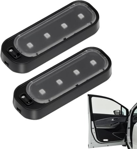 Generic 2 Pezzi Spia LED Per Portiera Auto Senza Fili, Luci LED Di Avviso Porta Aperta, Luce Di Cortesia Di Benvenuto Per Portiera Dell'auto | Luce Con Sensore Wireless